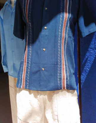 CAMISA DE ALGODÓN MC ENCAJE MARINO