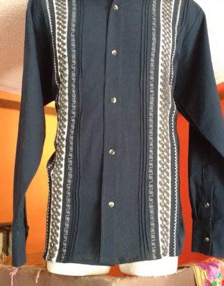 CAMISA ML ENCAJE MARINO ALGODÓN