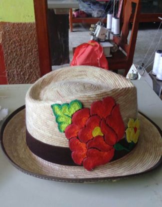 SOMBRERO DAMA CON FLOR BORDADO