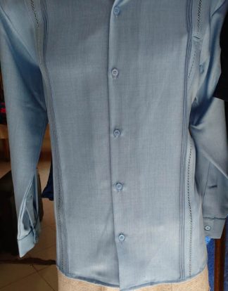 GUAYABERA ML LINO CHIPRE CELESTE