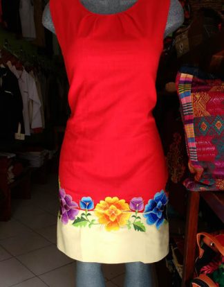 VESTIDO DE LINO NARANJA COMBINADO